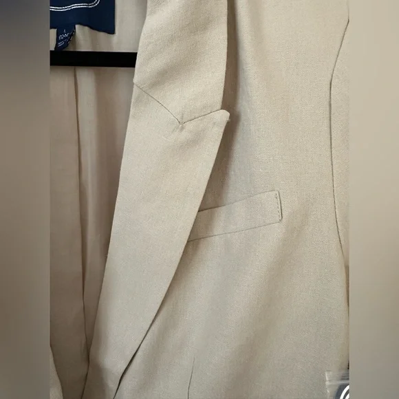 Scoop Size L Linen Blend Tan Boxy Fit Blazer - Picture 3 of 11